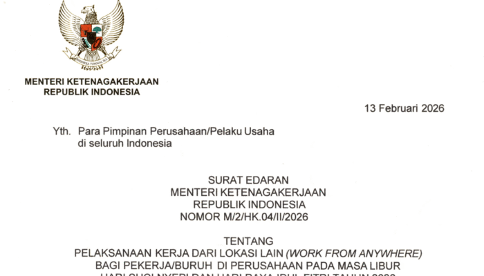 Menaker Terbitkan SE Imbauan Work From Anywhere (WFA) Selama Masa Libur Nyepi dan Idulfitri 2026