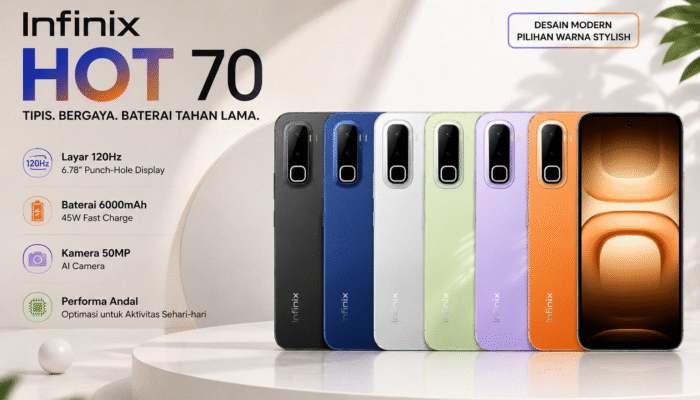 Infinix Hot 70 Resmi Hadir! HP Rp2 Jutaan dengan Baterai 6000 mAh dan Desain yang Bisa Berubah Warna